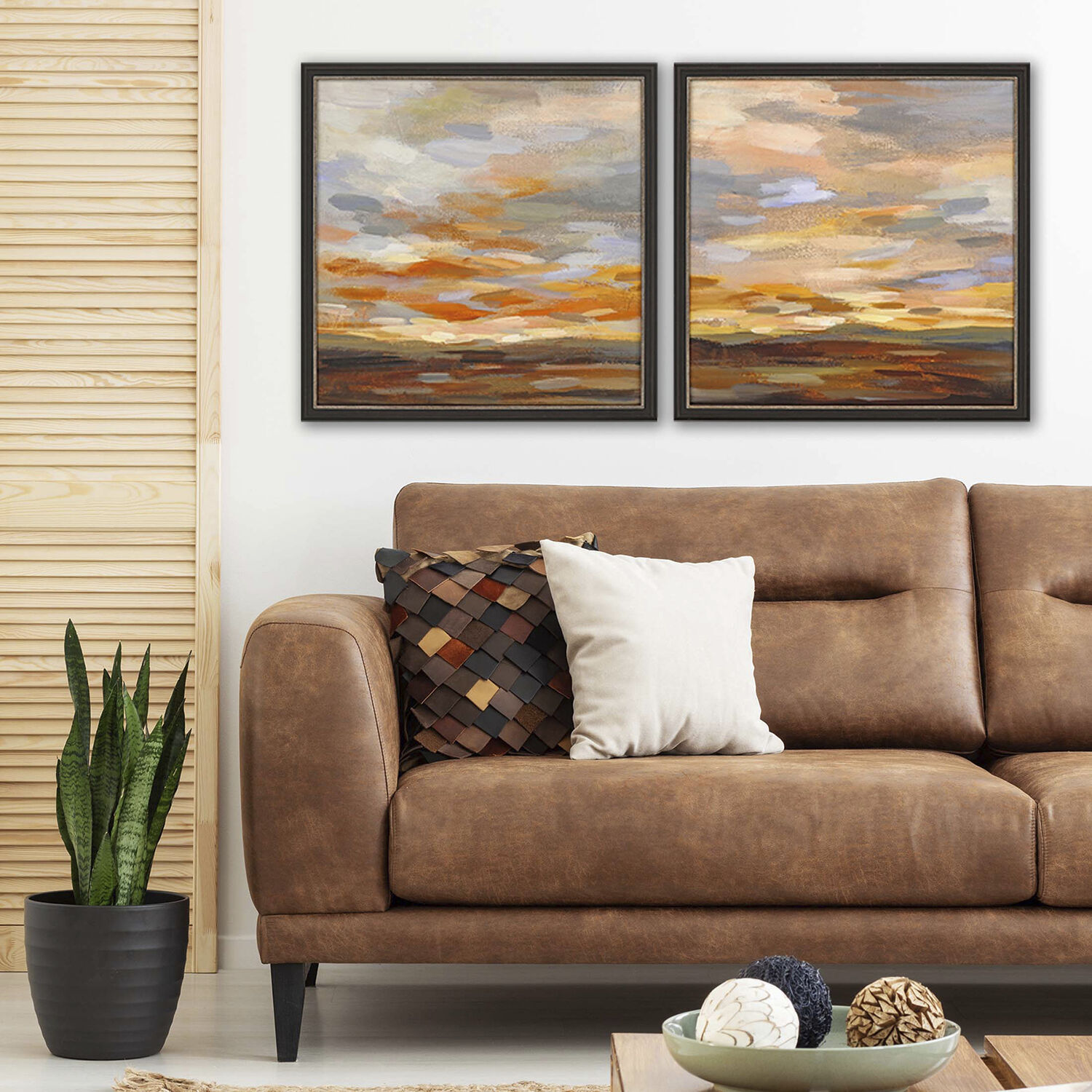 Southwestern Orange and Gray and Rust and Yellow Framed Art