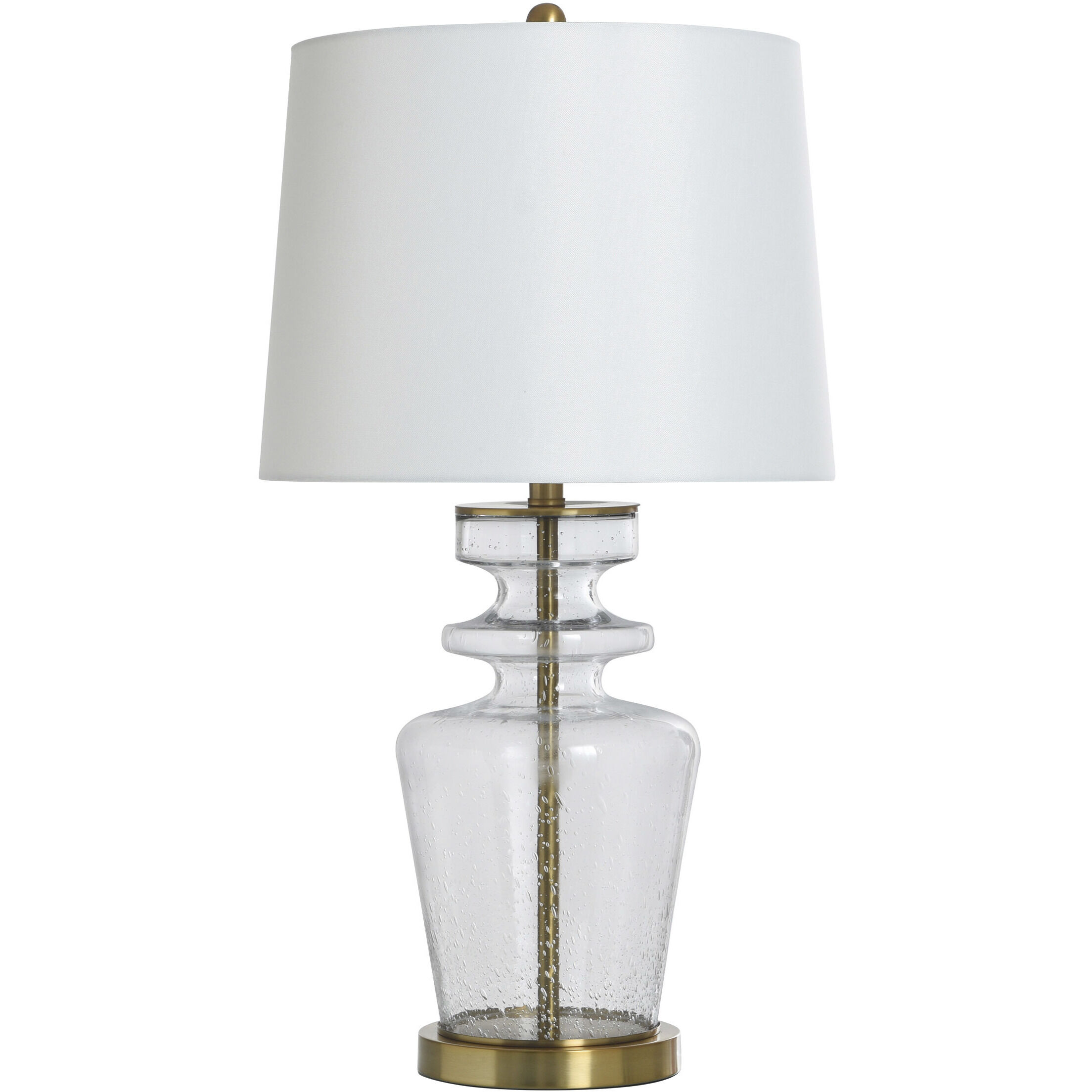 Cameron 30 inch 150 watt Clear Seeded and Gold and Off-White Table Lamp Portable Light