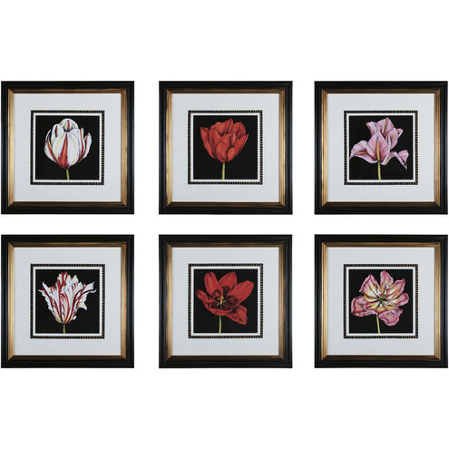 Tulip Profusion Red with White and Gold Leaf Framed Wall Art