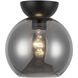 Arcadia 1 Light 7.88 inch Black/Smoked Semi-Flush Mount Ceiling Light in Smoked Glass