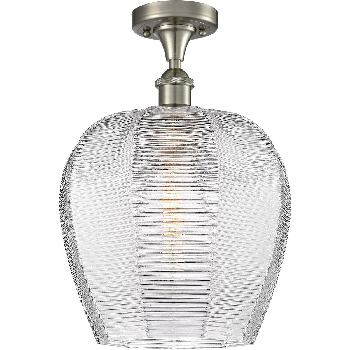 Ballston Norfolk LED 11.75 inch Brushed Satin Nickel Semi-Flush Mount Ceiling Light in Clear Glass