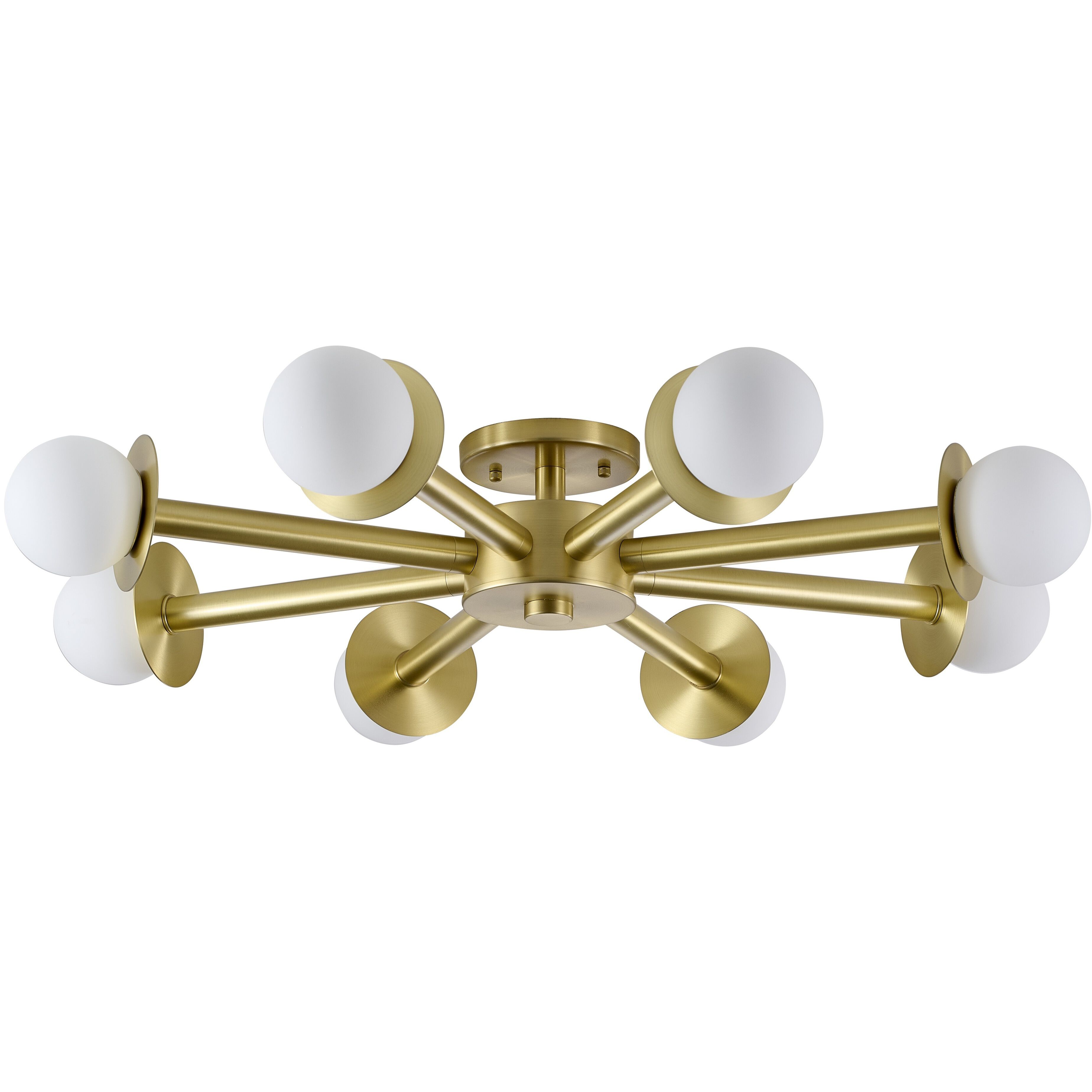 Canada 8 Light 36 inch Satin Brass Flush Mount Ceiling Light