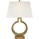 Chapman & Myers Ring 21 inch 75 watt Antique-Burnished Brass Table Lamp Portable Light in Linen, Small