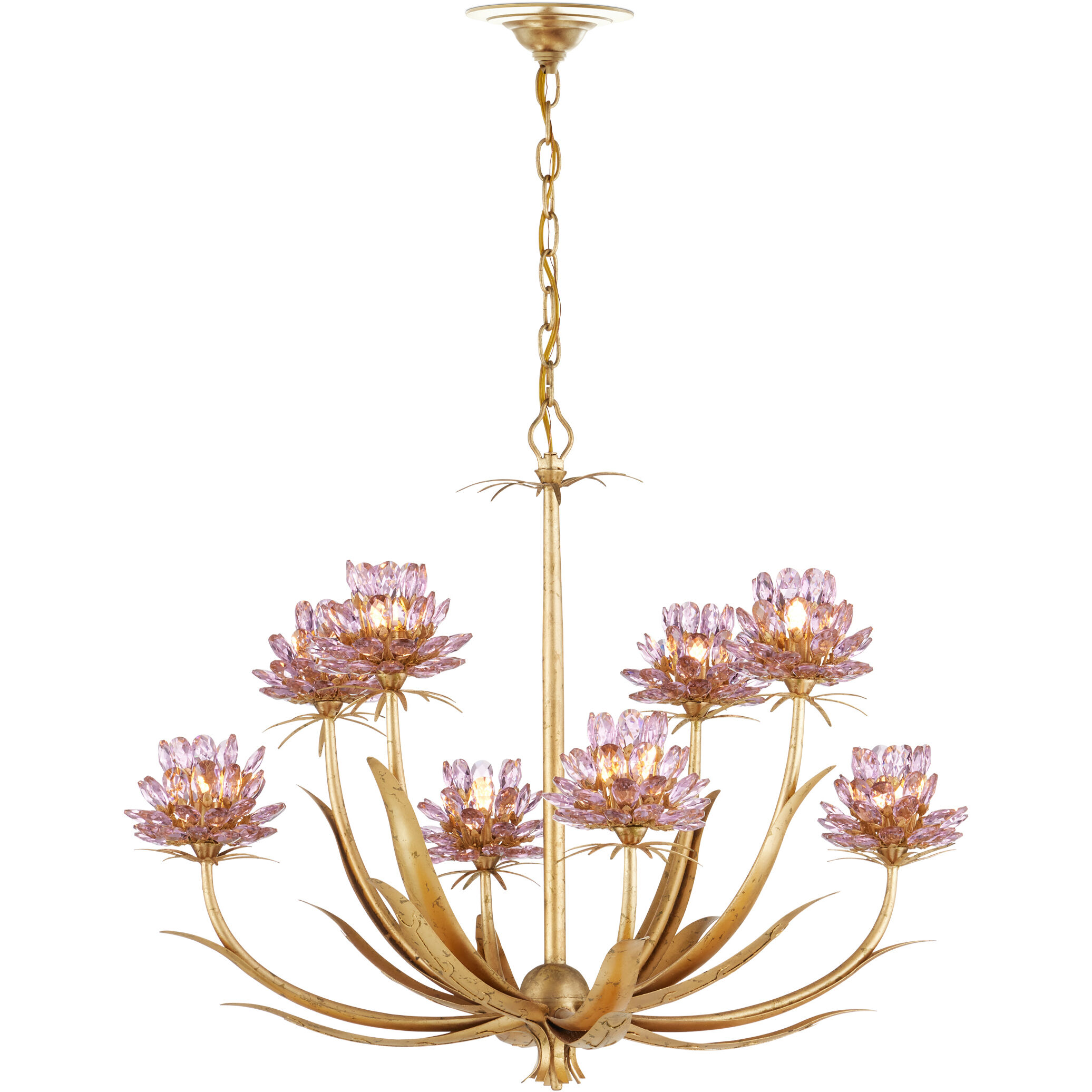 Marilee 8 Light 29.5 inch Pink/Dutch Gold Leaf Chandelier Ceiling Light, Medium