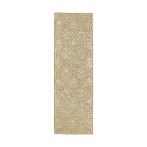 Modern Classics 96 X 30 inch Green and Neutral Runner, Wool