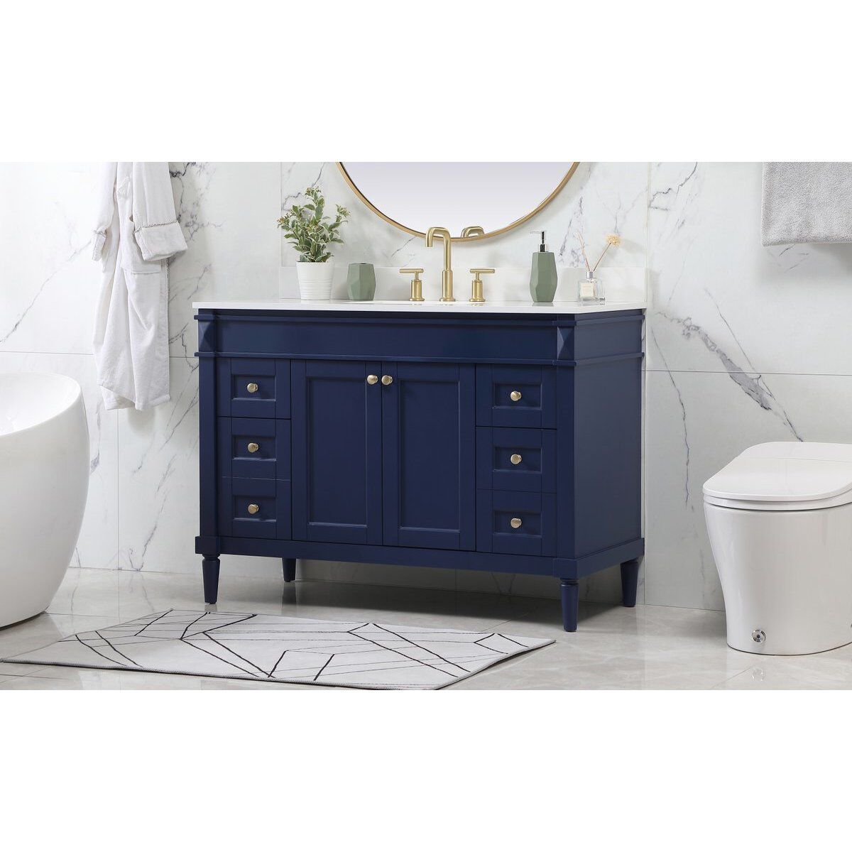 Bennett 48 X 21 X 35 inch Blue Vanity Sink Set in Included