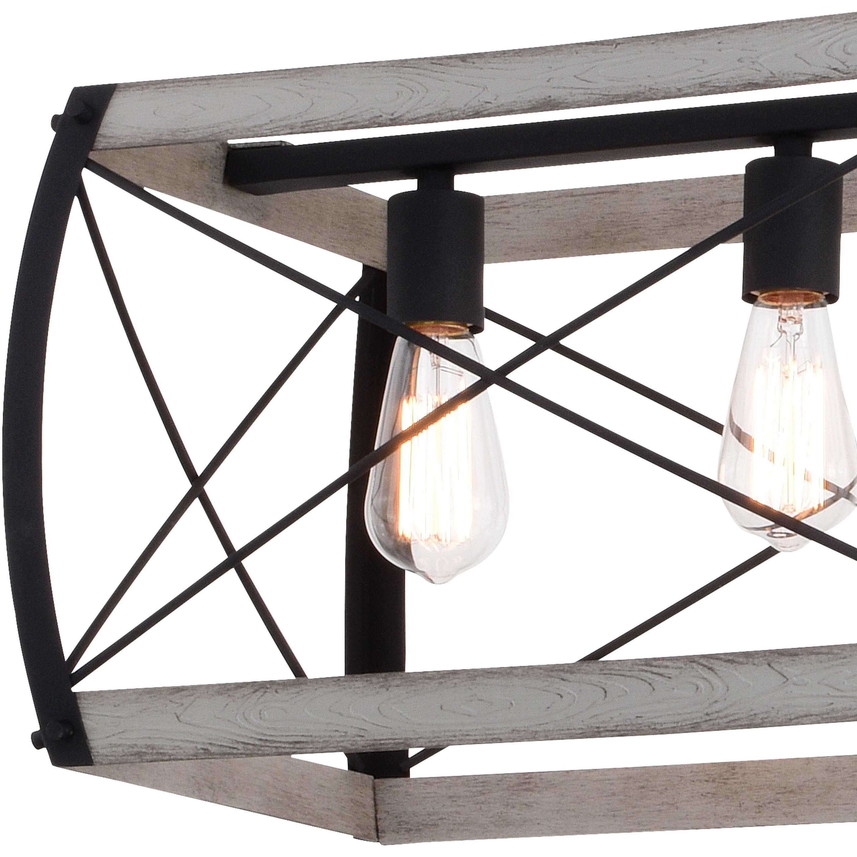 Montclare LED 35 inch Textured Black and White Ash Linear Chandelier Ceiling Light