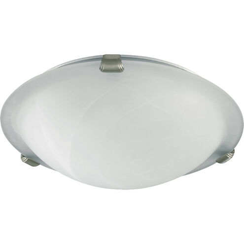 Fort Worth 3 Light 16 inch Satin Nickel Flush Mount Ceiling Light in Faux Alabaster