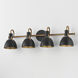 Dusk 4 Light 33.25 inch Black and Antique Brass Bath Vanity Wall Light