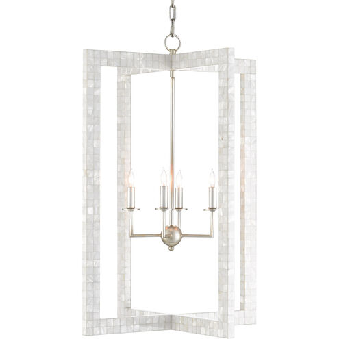 Arietta 4 Light 22 inch Mother of Pearl/Contemporary Silver Leaf Chandelier Ceiling Light 