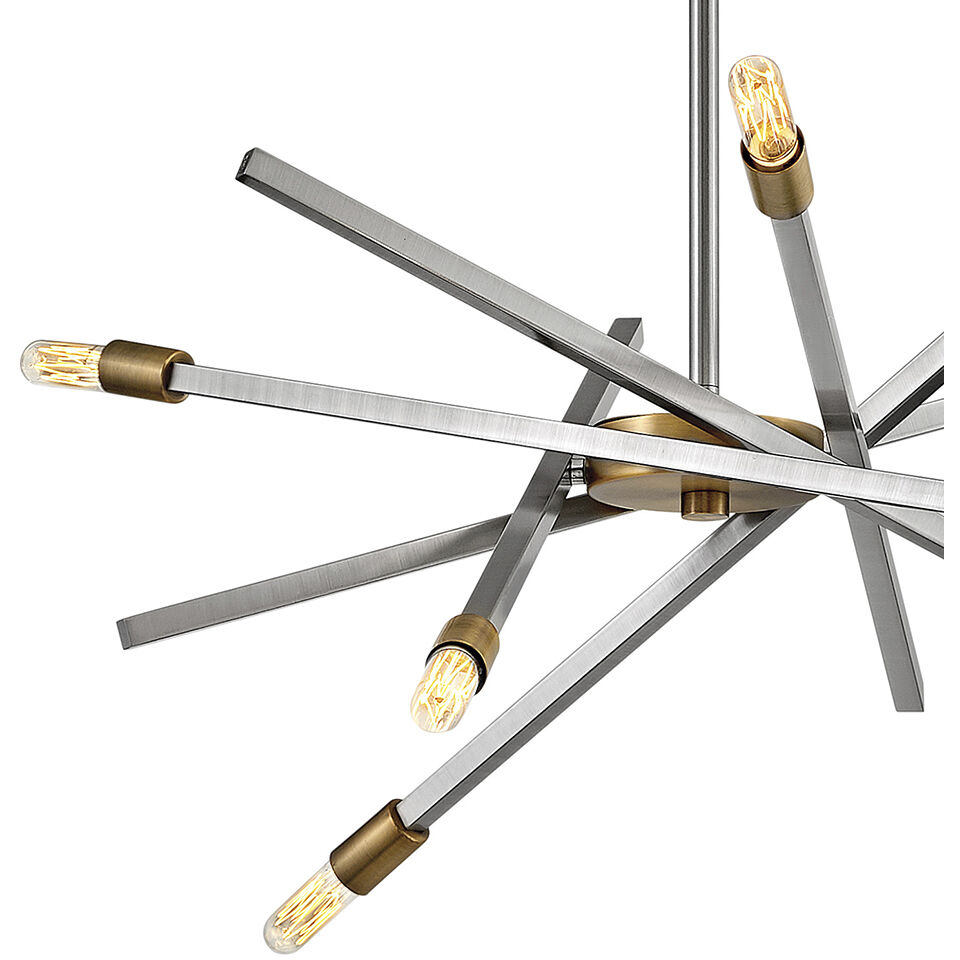 Archer 6 Light 26 inch Brushed Nickel with Brushed Bronze Indoor Chandelier Ceiling Light