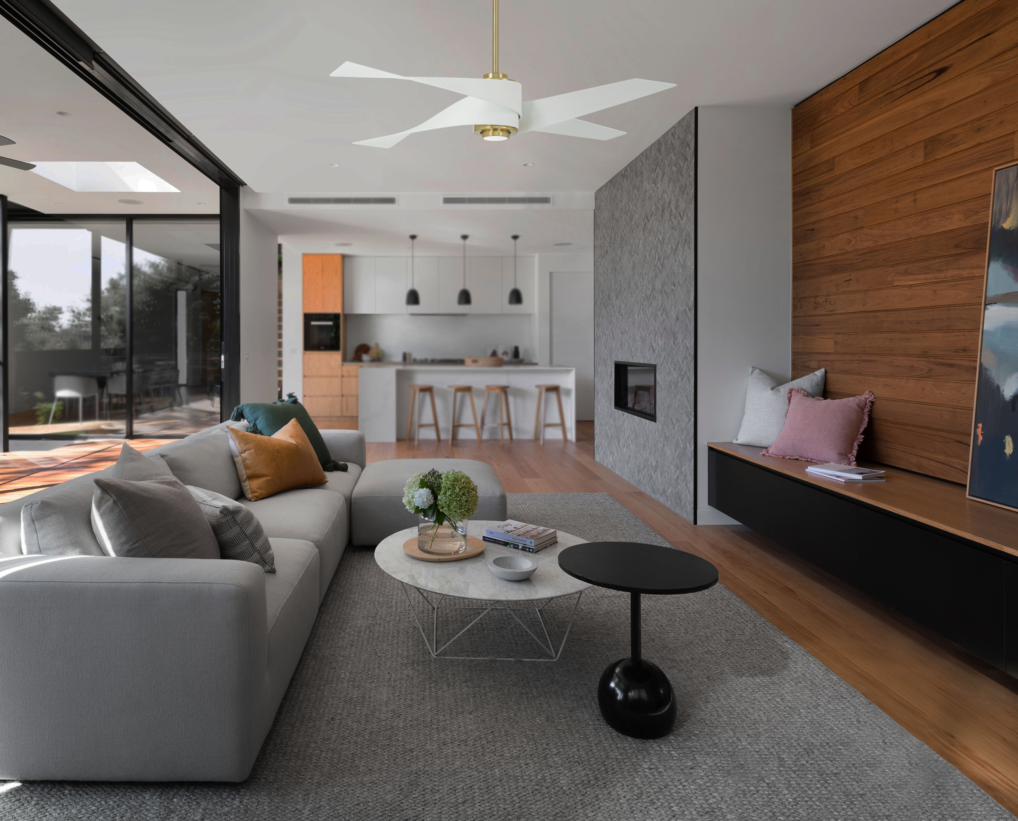 Artemis IV 64 inch Soft Brass with Flat White Blades Ceiling Fan in Soft Brass/Flat White