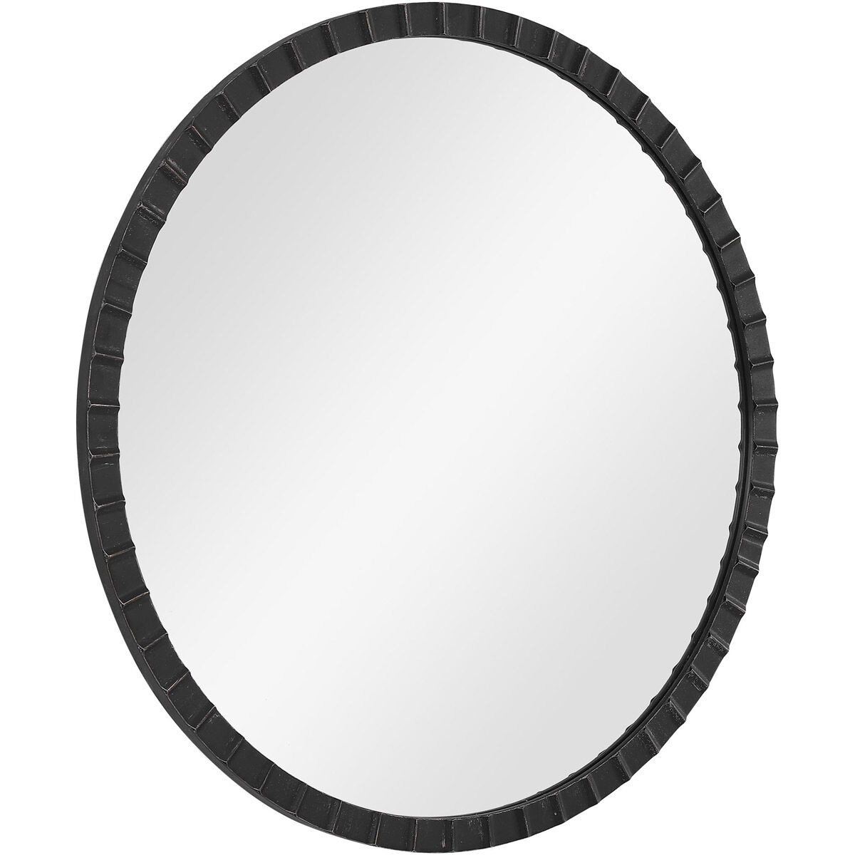 Dandridge 34 X 34 inch Distressed Matte Black with Silver Undertones Wall Mirror