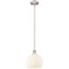 Edison White Venetian 1 Light 10 inch Brushed Satin Nickel Stem Hung Mini Pendant Ceiling Light