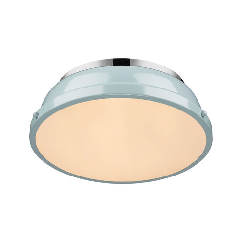 Duncan 2 Light 14 inch Chrome Flush Mount Ceiling Light in Seafoam, Damp