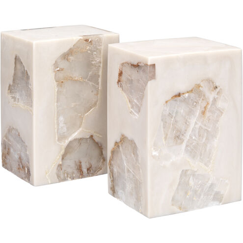 Slab 4.5 X 3.5 inch Clear Mica & Pearl Resin Bookends in Clear Mica and Pearl Resin, Set of 2