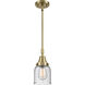 Franklin Restoration Small Bell LED 5 inch Antique Brass Mini Pendant Ceiling Light in Seedy Glass