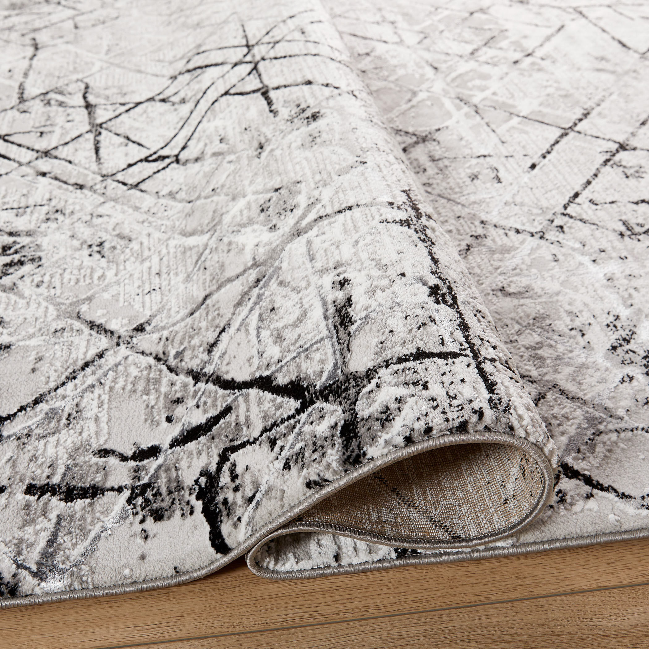 Sesia 36 X 24 inch Black/Grey Rug in 2 x 3