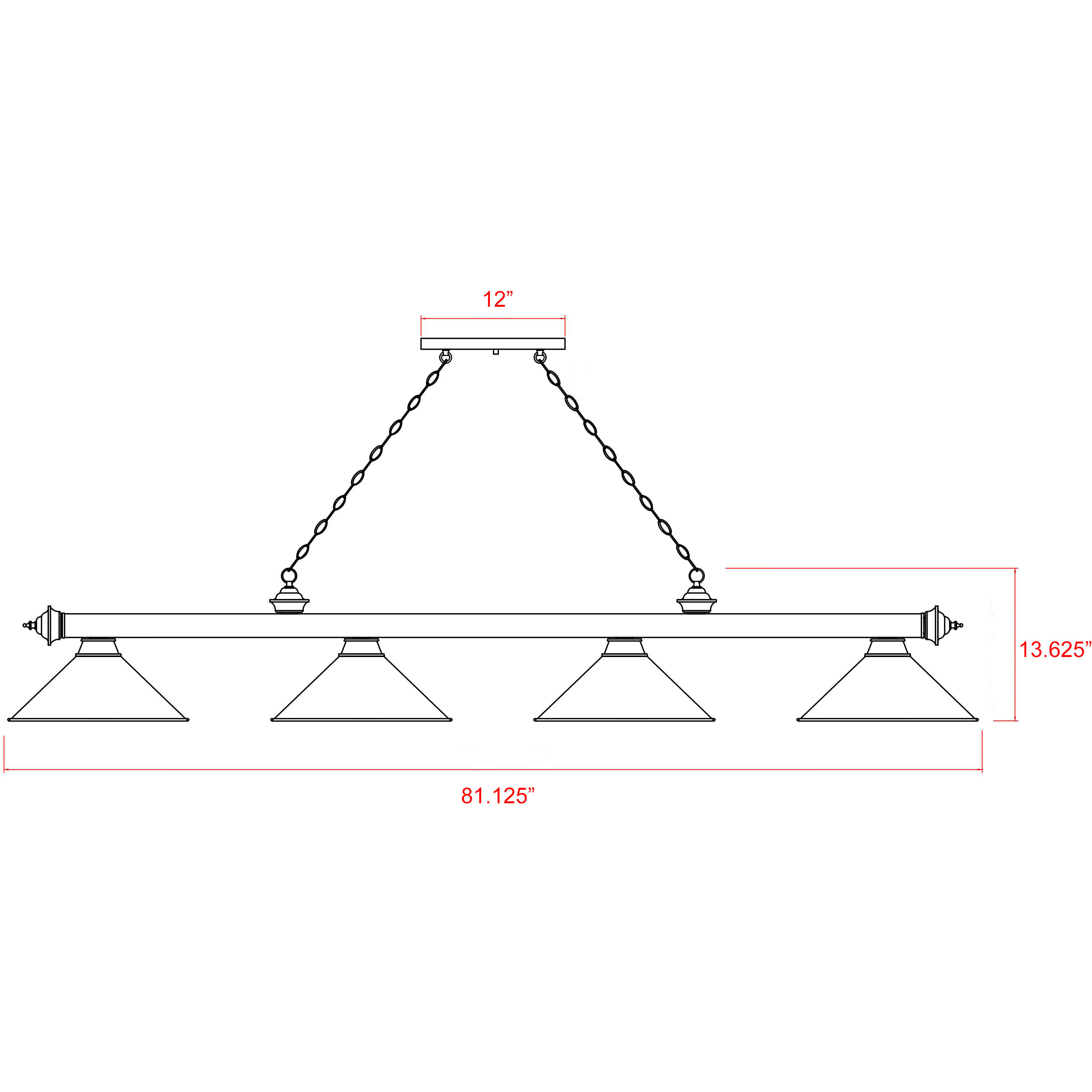 Cordon 4 Light 81.25 inch Rubbed Brass Billiard Ceiling Light in Golden Mottle Glass