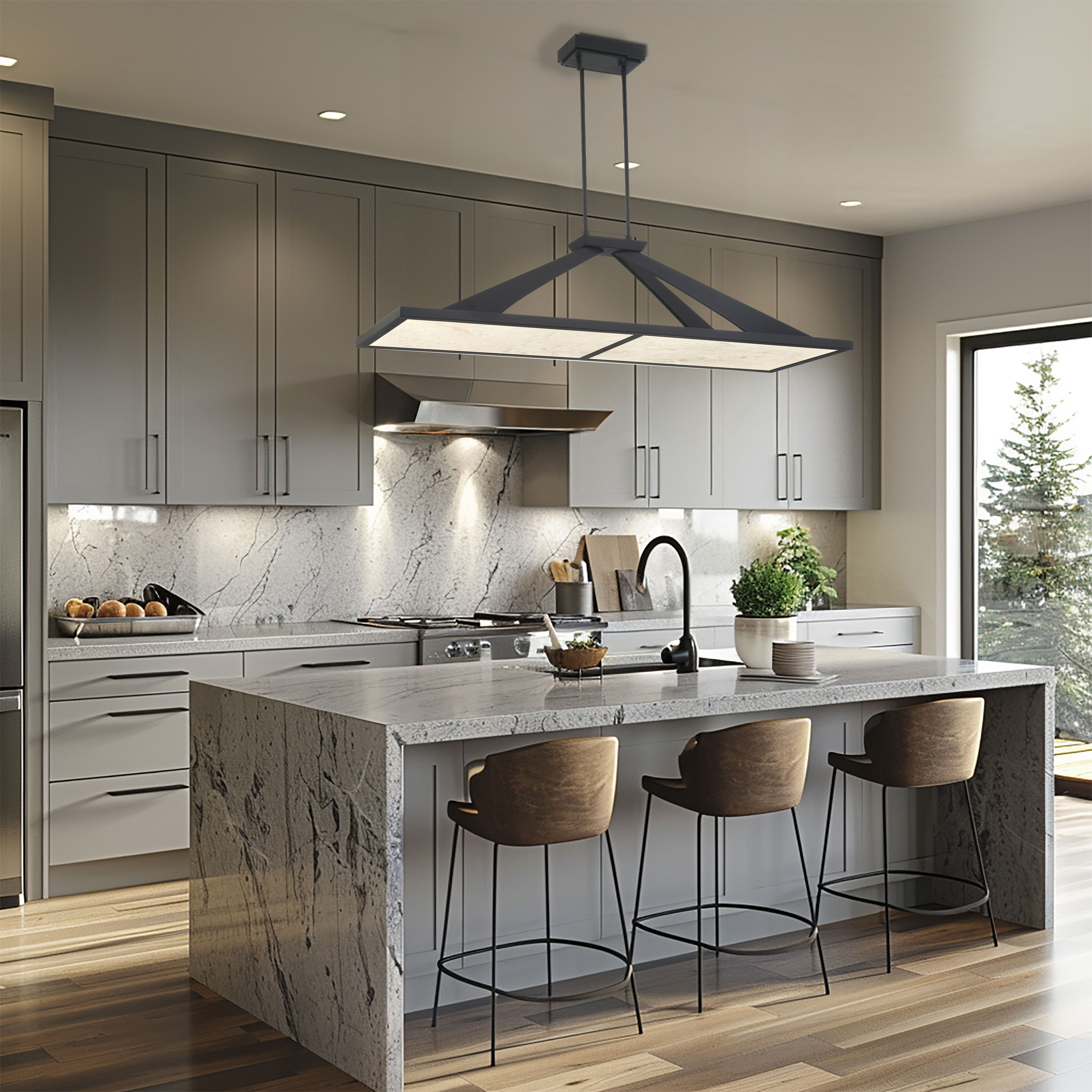 Stiles LED 48 inch Sand Coal Island Chandelier Ceiling Light