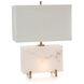 Block 24 inch 60.00 watt White Alabaster and Brass Table Lamp Portable Light, Horizontal