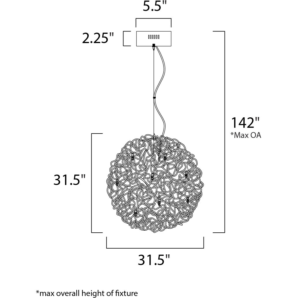 Romulus LED 31.5 inch Polished Chrome Single Pendant Ceiling Light