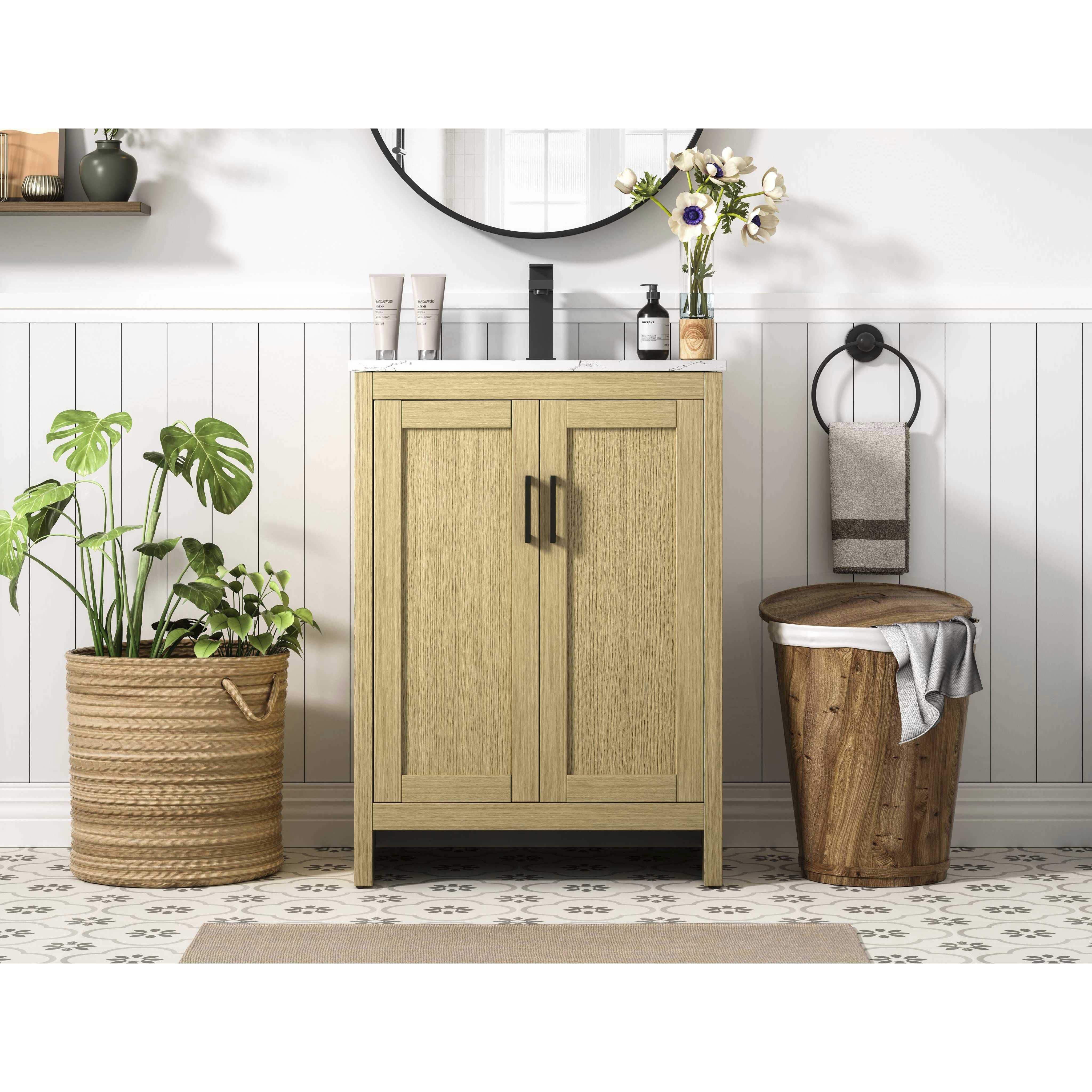 Finnley 24 X 34 inch Honey Brown Bathroom Vanity Cabinet