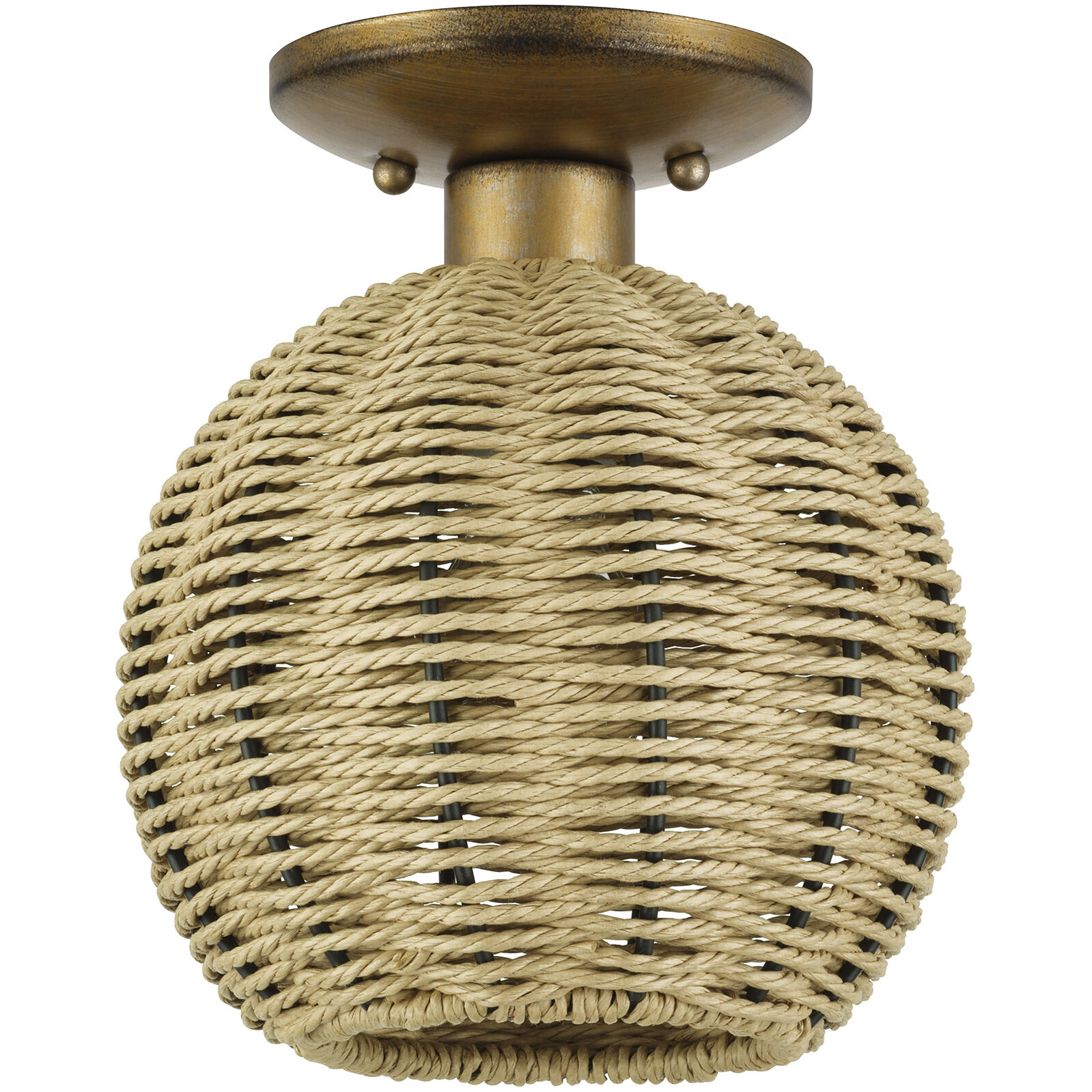 Summervine 1 Light 8 inch Antique Gold Leaf Semi Flush Mount Ceiling Light, Small