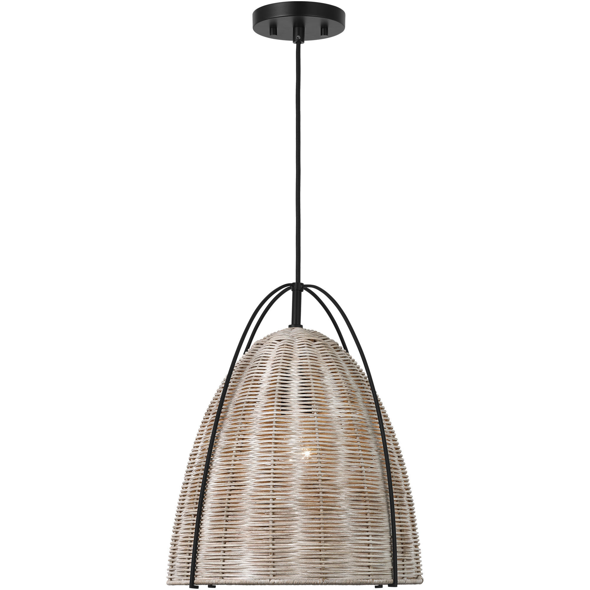 Sean Lavin Norman Pendant Ceiling Light in Midnight Black with Ash Wicker