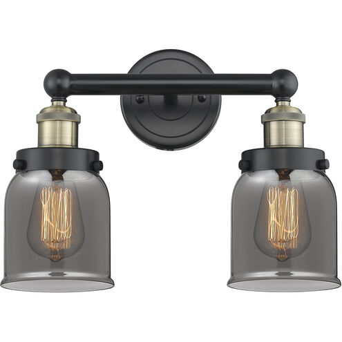 Bell 2 Light 15.5 inch Black Antique Brass Bath Vanity Light Wall Light in Plated Smoke