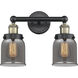Bell 2 Light 15.5 inch Black Antique Brass Bath Vanity Light Wall Light in Plated Smoke