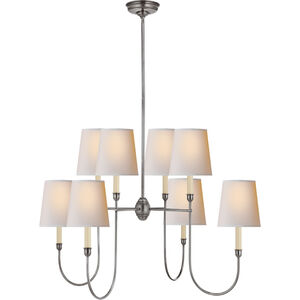 Thomas O'Brien Vendome 8 Light 36 inch Antique Silver Chandelier Ceiling Light in Natural Paper, Large