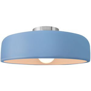 Radiance LED 13 inch Sky Blue and Brushed Nickel Semi Flush Ceiling Light