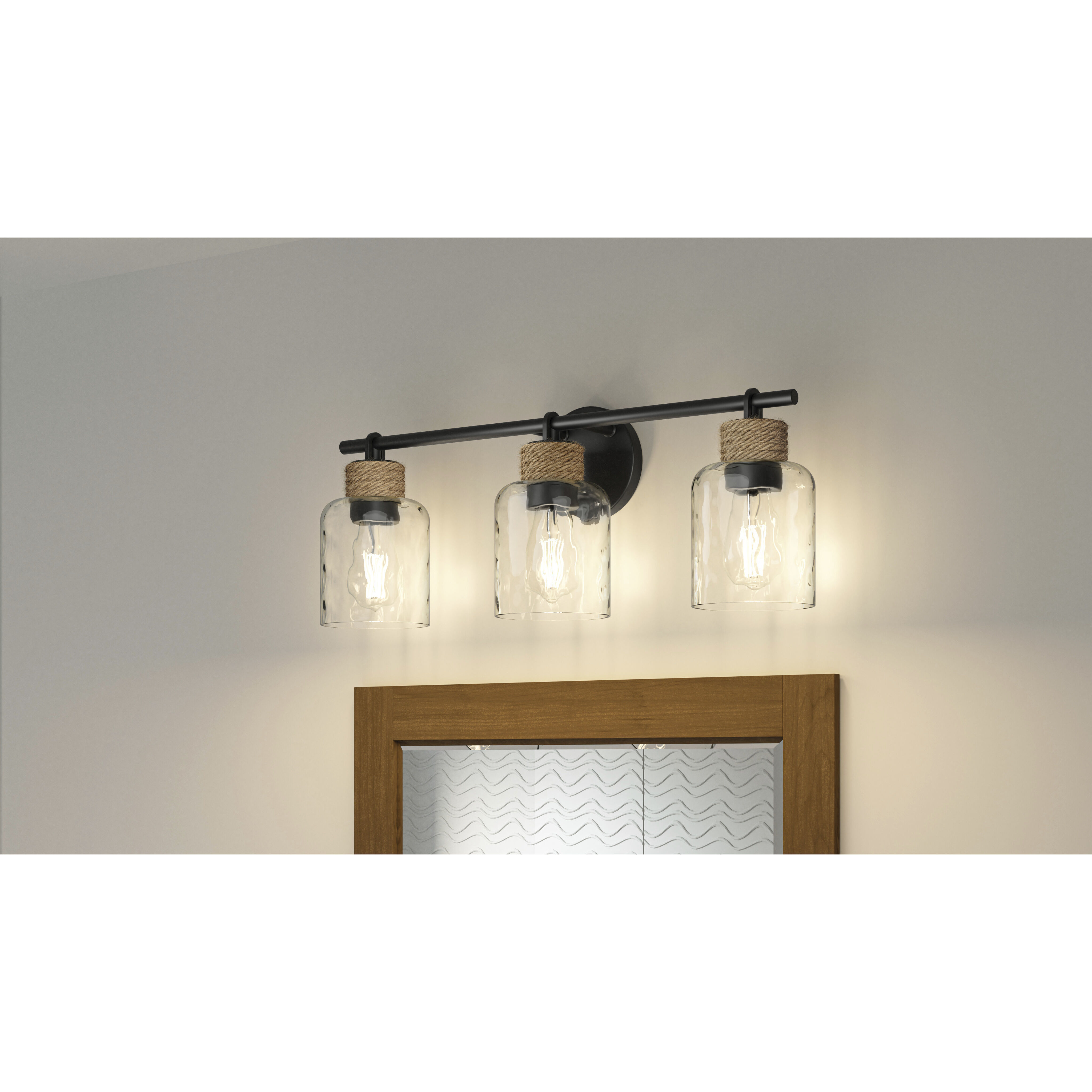 Baltic 3 Light 24 inch Matte Black Bath Light Wall Light