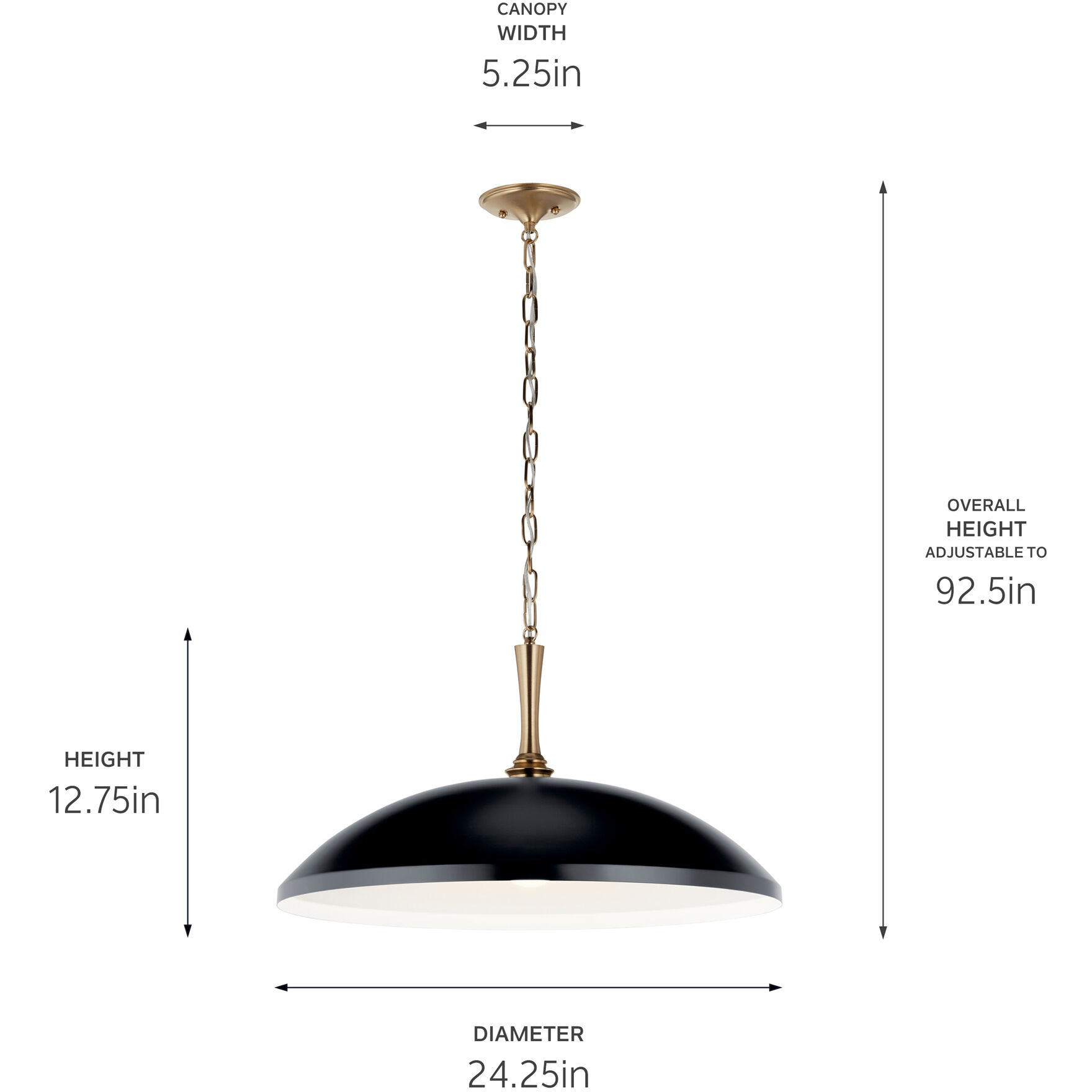Delarosa 1 Light Black Pendant Ceiling Light