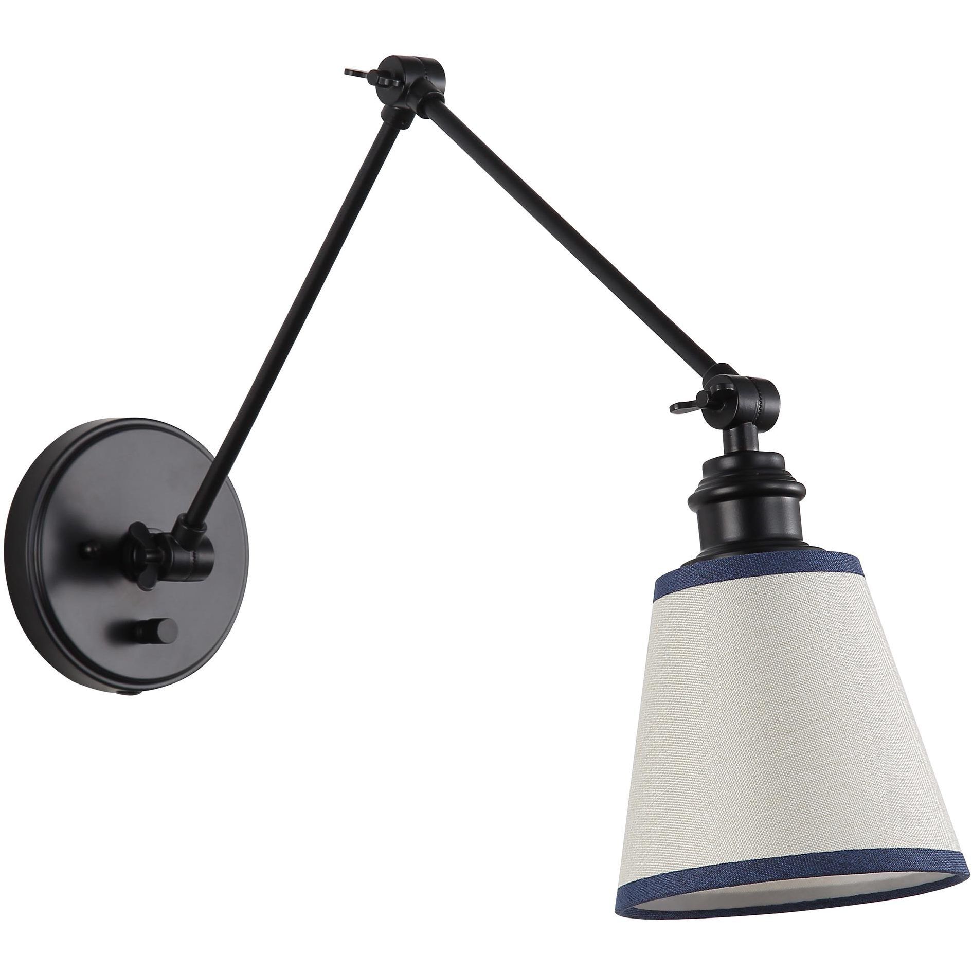 Yep Equinox 1 Light 5.88 inch Matte Black Swing Arm Wall Lamp Wall Light in White with Blue Trim