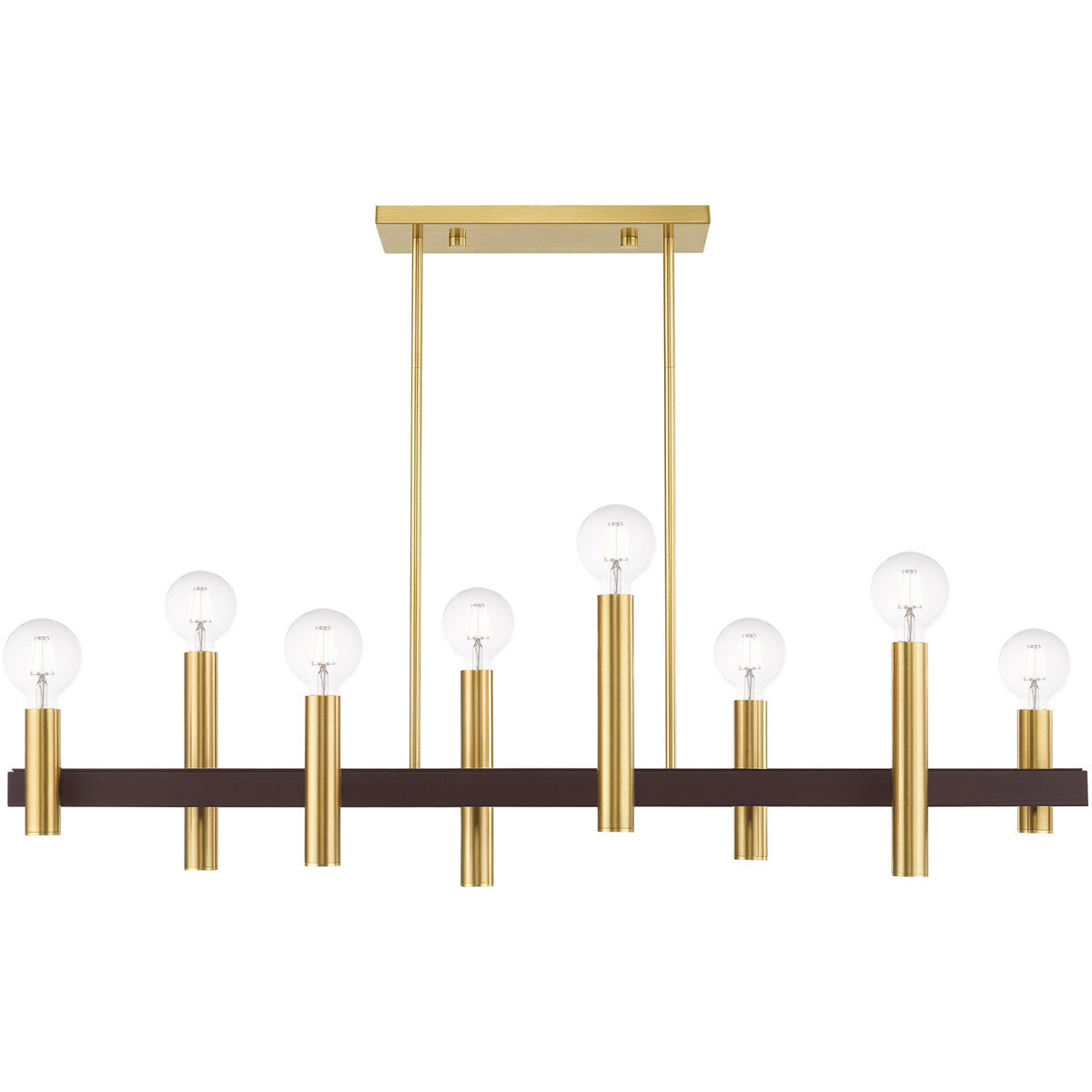 Helsinki 8 Light 10 inch Satin Brass with Bronze Accents Chandelier Ceiling Light