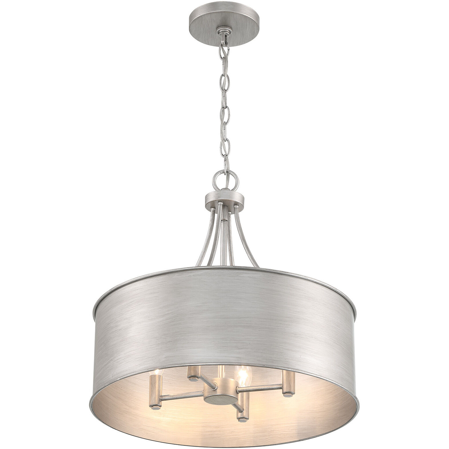 Traditional 4 Light 18 inch Antique Silver Pendant Ceiling Light