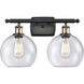 Ballston Athens 2 Light 16 inch Black Antique Brass Bath Vanity Light Wall Light in Seedy Glass, Ballston
