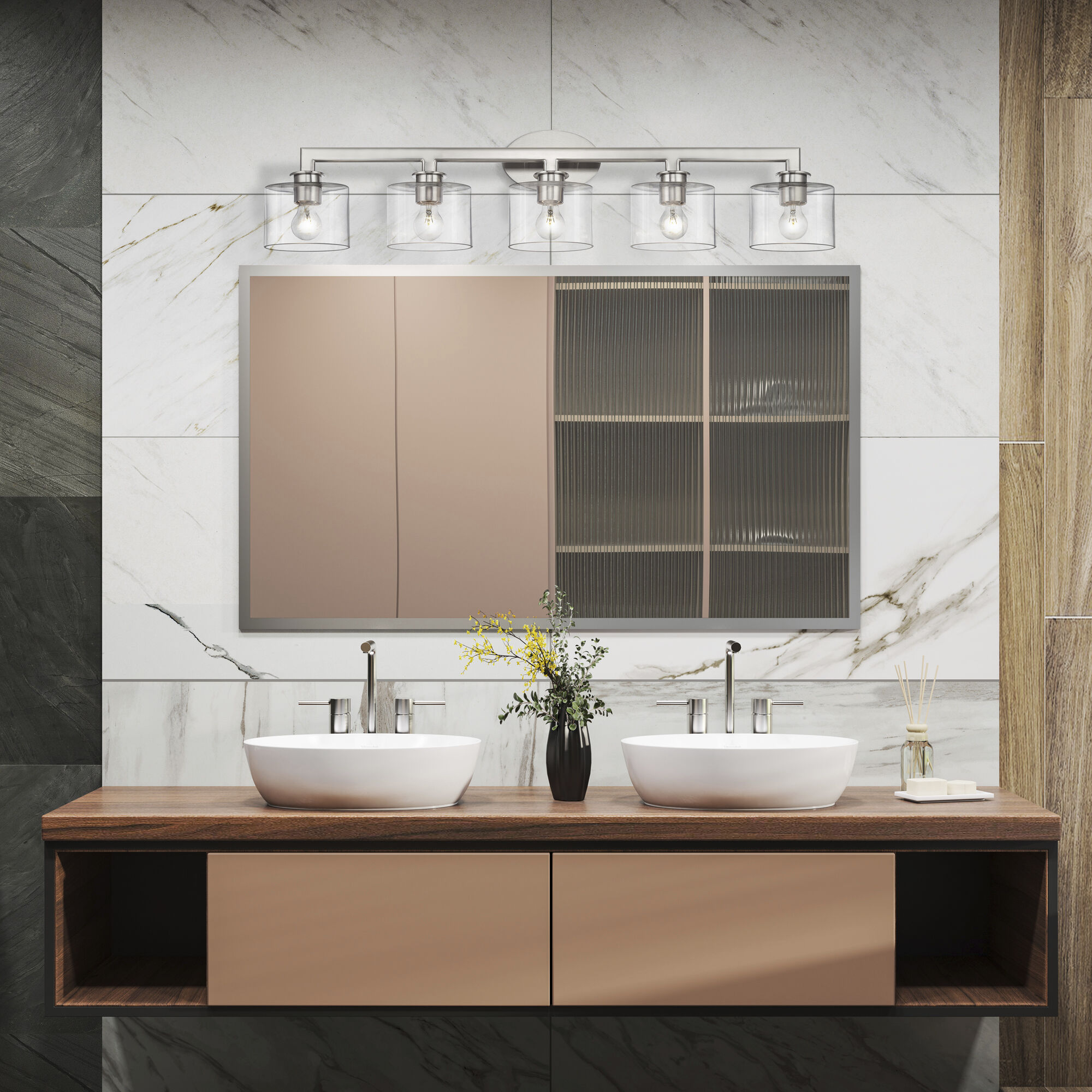 Bernardino 5 Light 44 inch Brushed Nickel Vanity Wall Sconce Wall Light