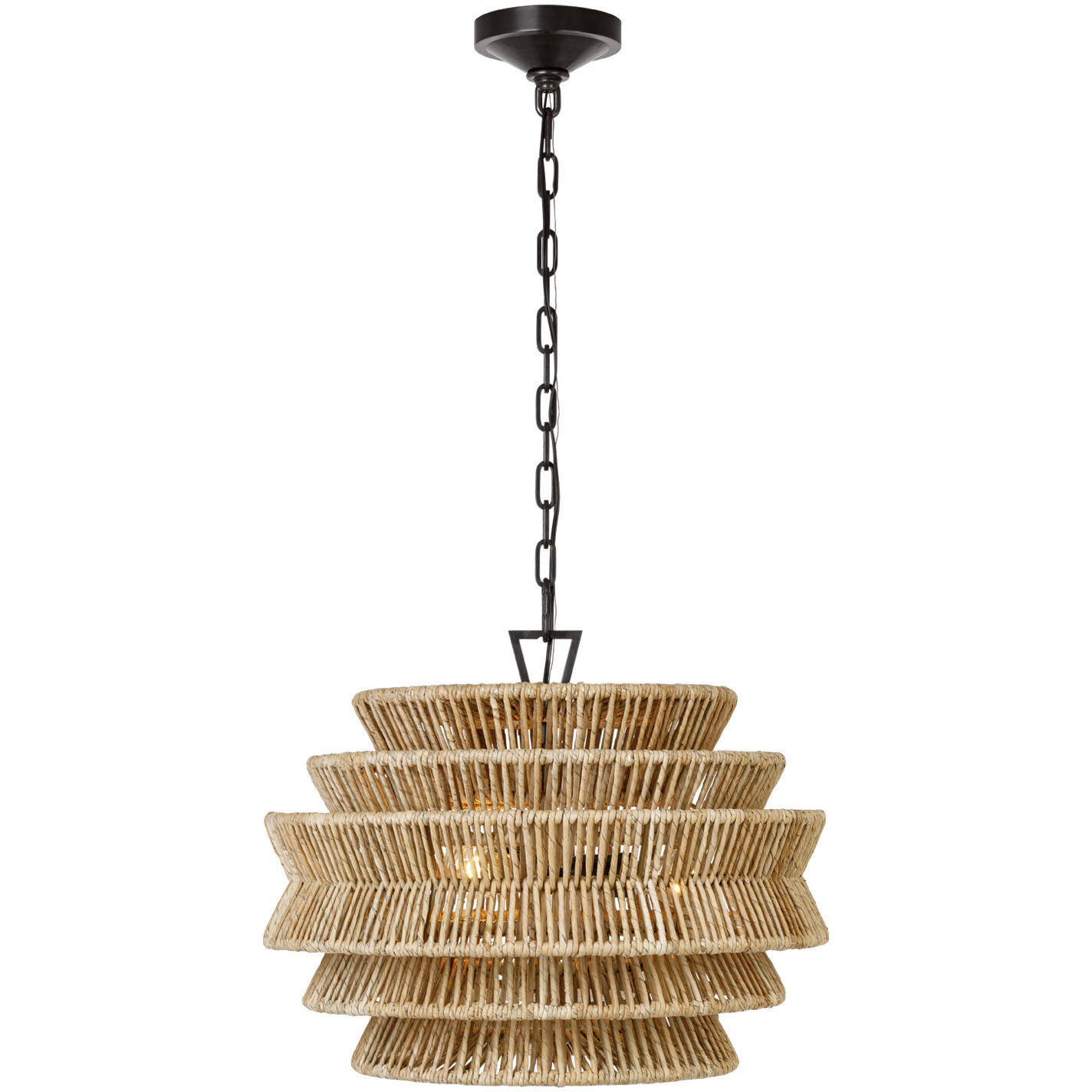 Chapman & Myers Antigua LED 22 inch Bronze and Natural Abaca Drum Chandelier Ceiling Light, Small