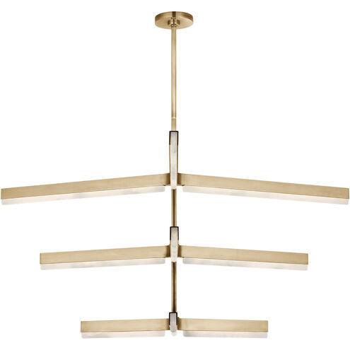 Kelly by Kelly Wearstler Linea LED 56 inch Hand Rubbed Antique Brass Three Tier Chandelier Ceiling Light