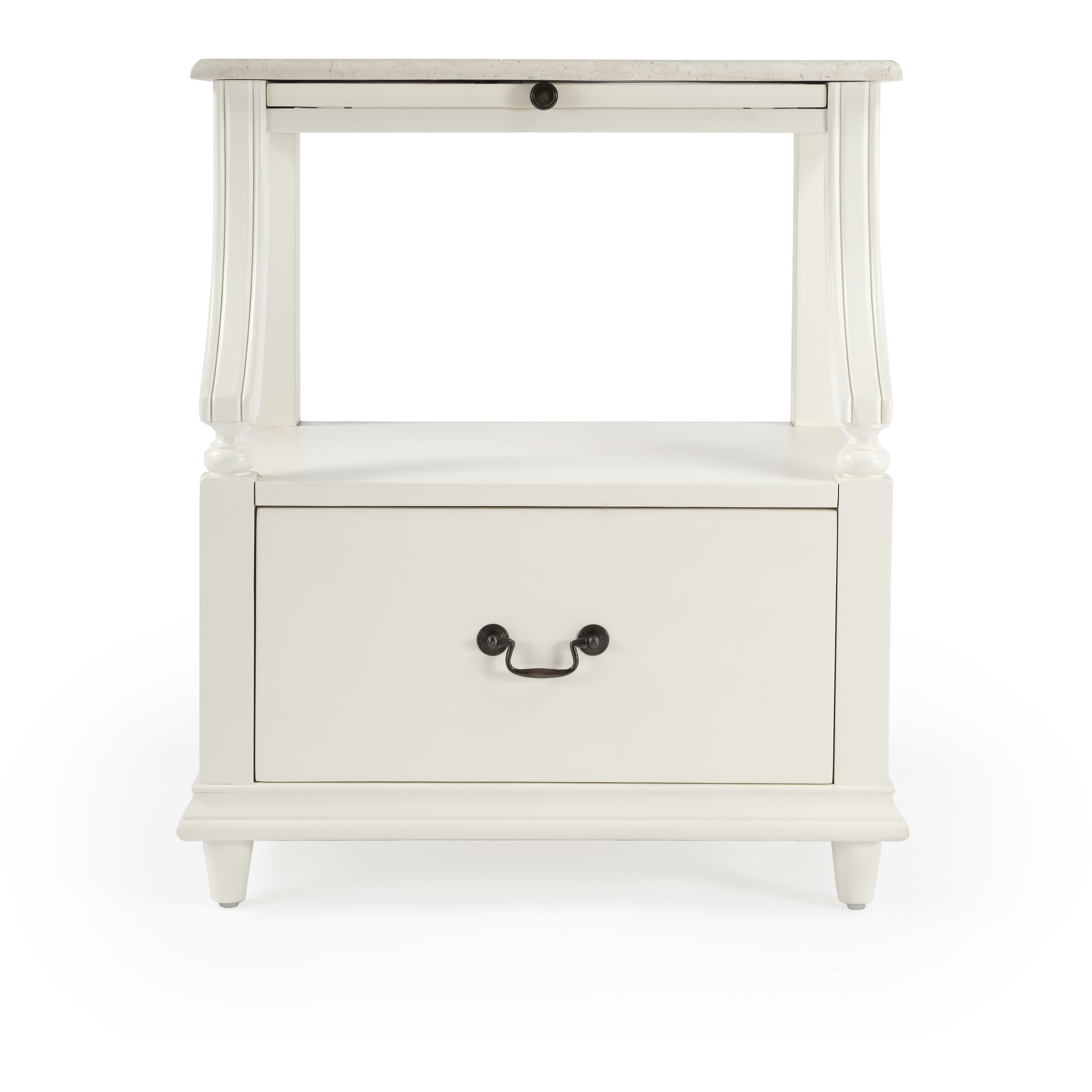 Mabel Marble 1 drawer Nightstand in White