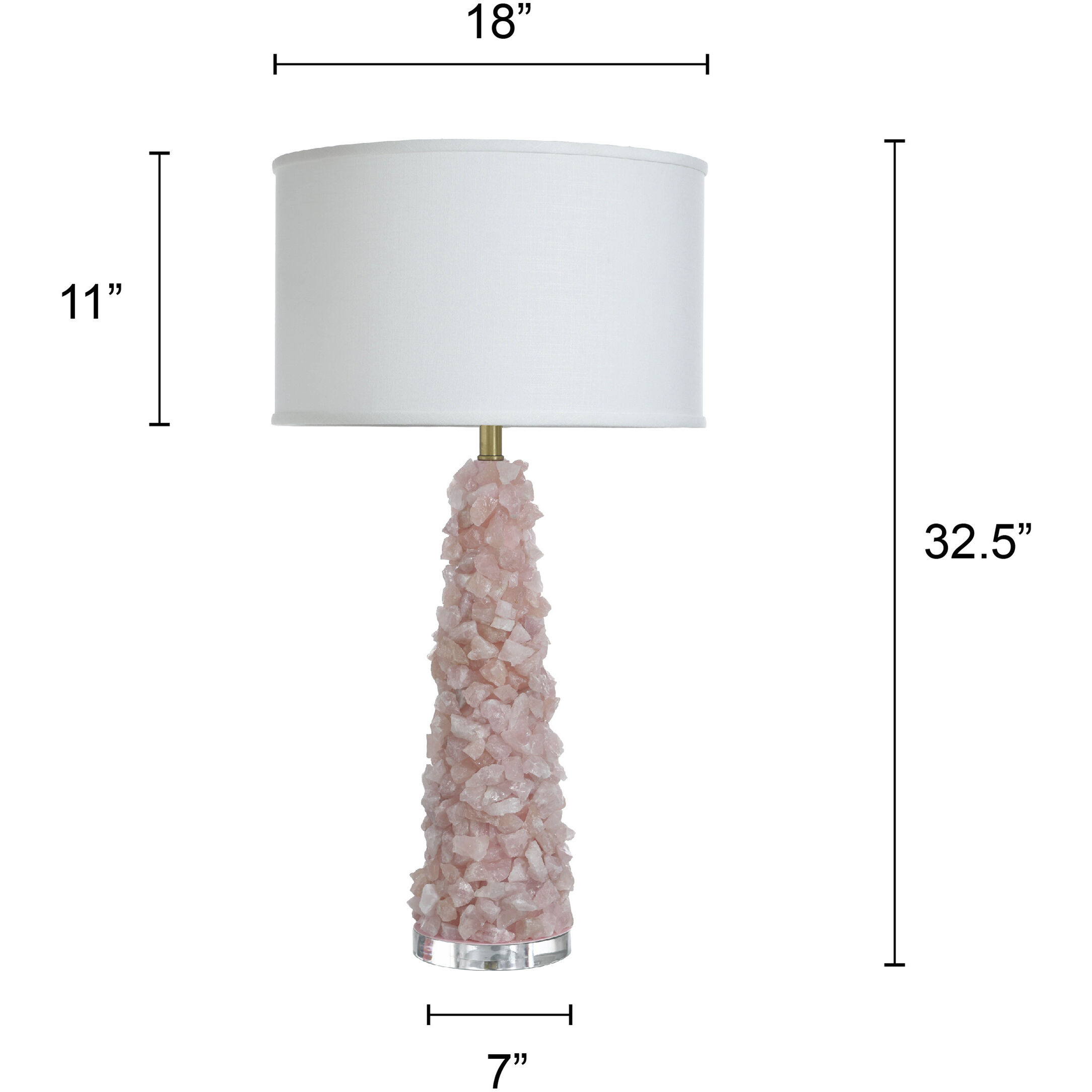 Belinda 34 inch 150 watt Rose Quartz Table Lamp Portable Light