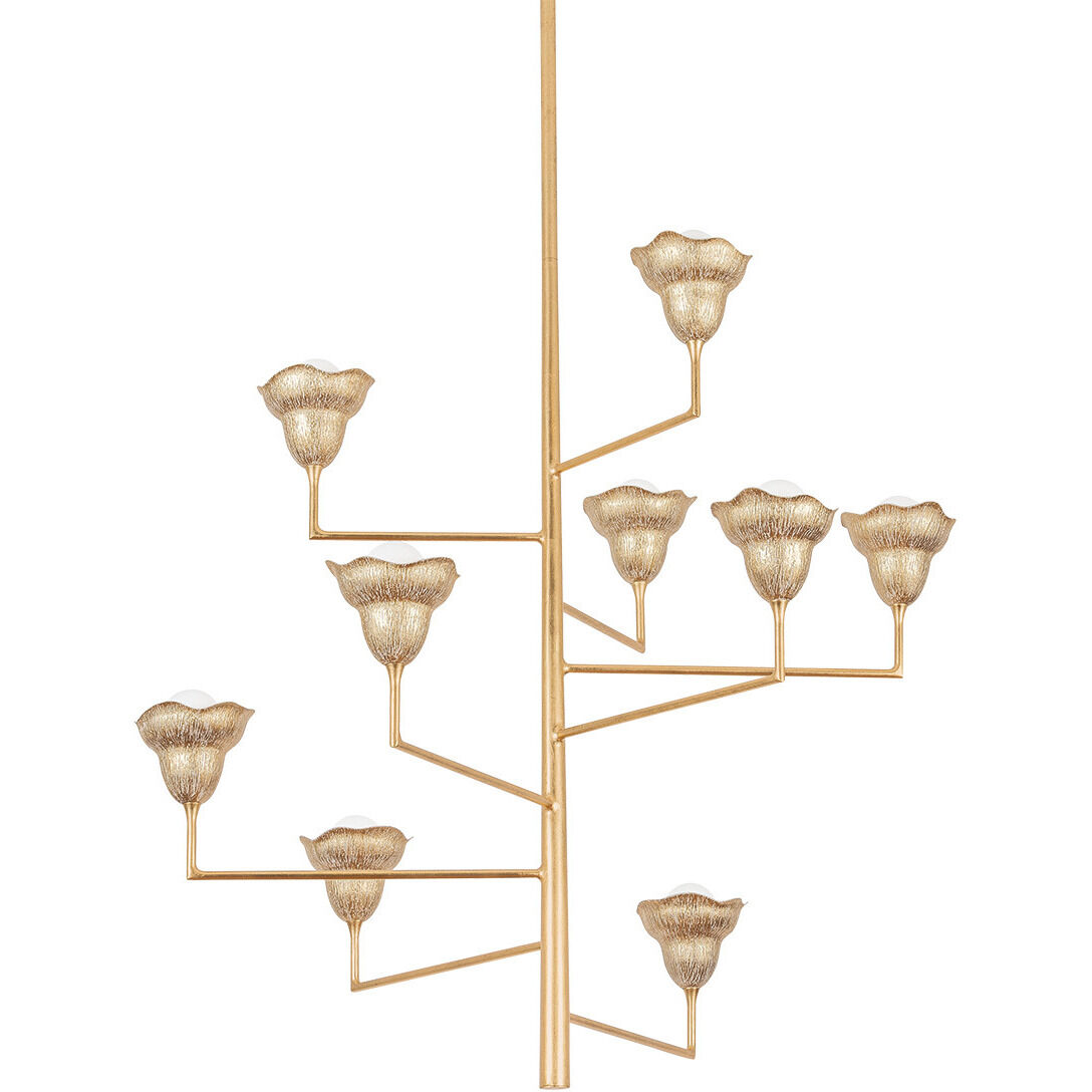 Alora 9 Light 44 inch Vintage Gold Leaf and Gilded Ivory Chandelier Ceiling Light