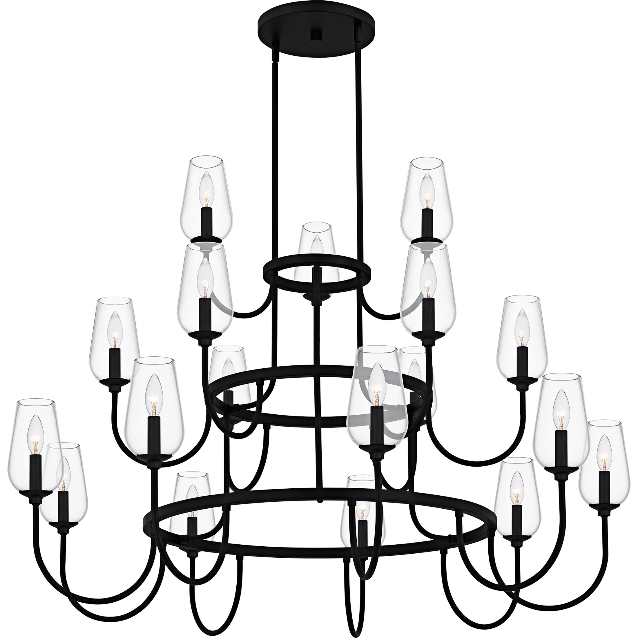 Viscount 18 Light 48 inch Matte Black Chandelier Ceiling Light