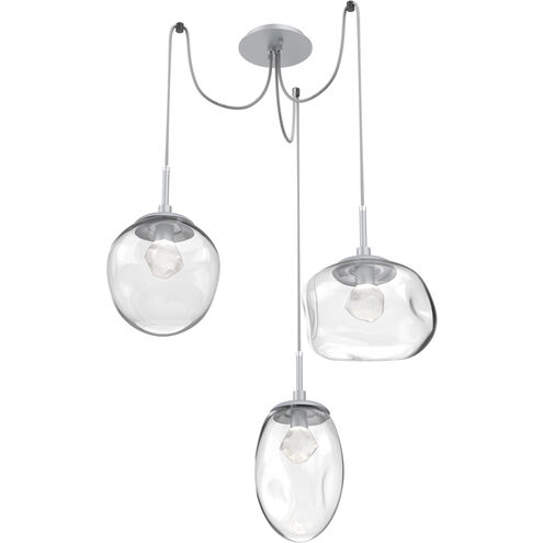 Cosmos LED 17 inch Classic Silver Swag Multi-Pendant Ceiling Light in 3000K LED, Zircon Inner - Clear Outer