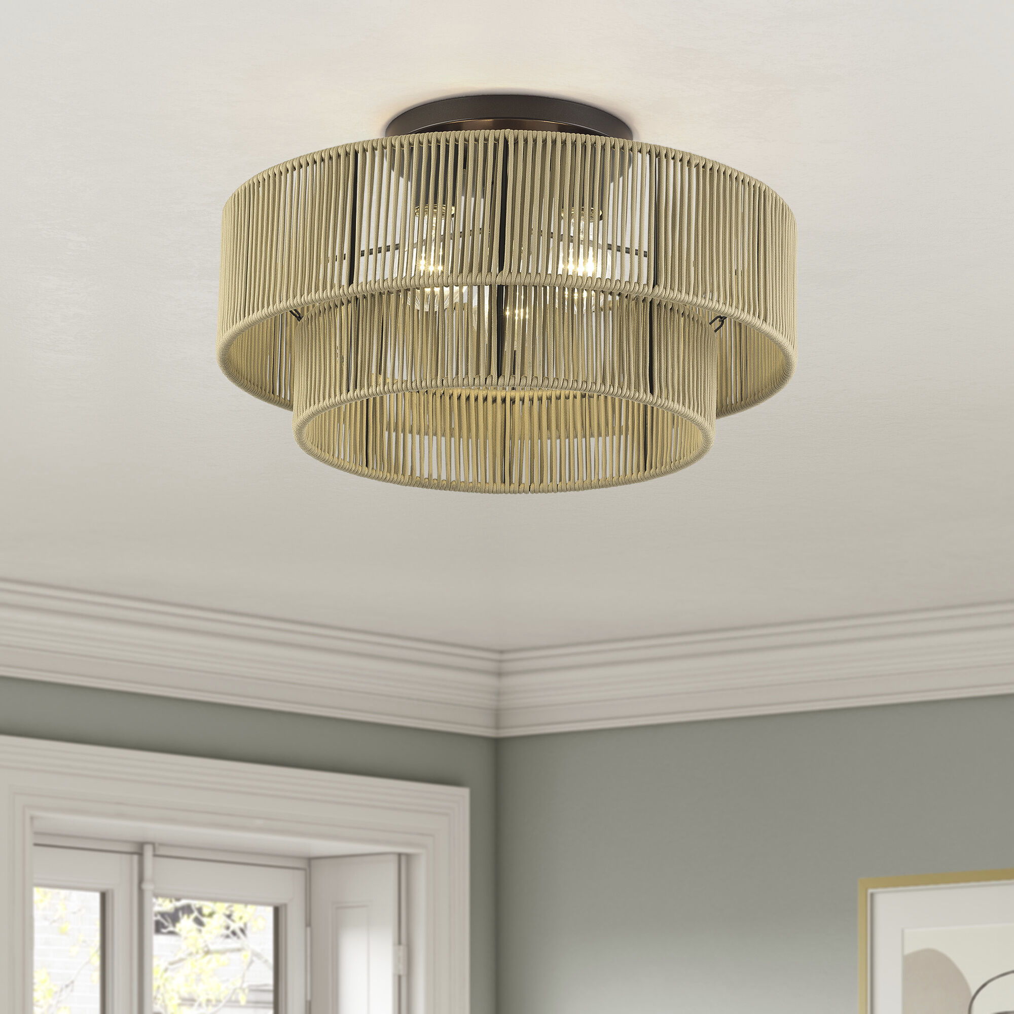 Acordia 3 Light 18 inch English Bronze Semi Flush Mount Ceiling Light, Large