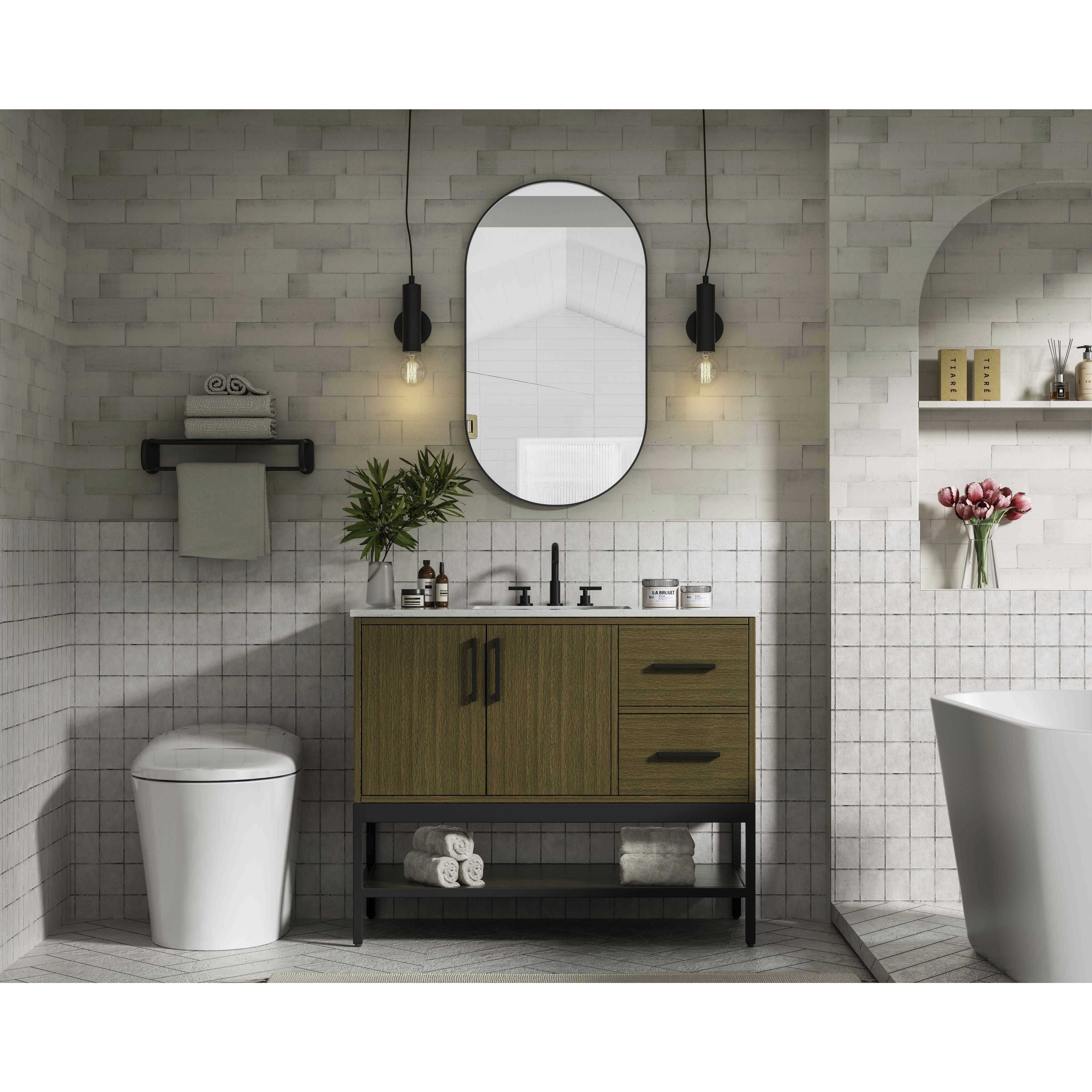 Lennox 42 X 34 inch Chestnut Brown Bathroom Vanity Cabinet