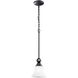 Designer Classics 1 Light 7 inch Matte Black with White Mini Pendant Ceiling Light